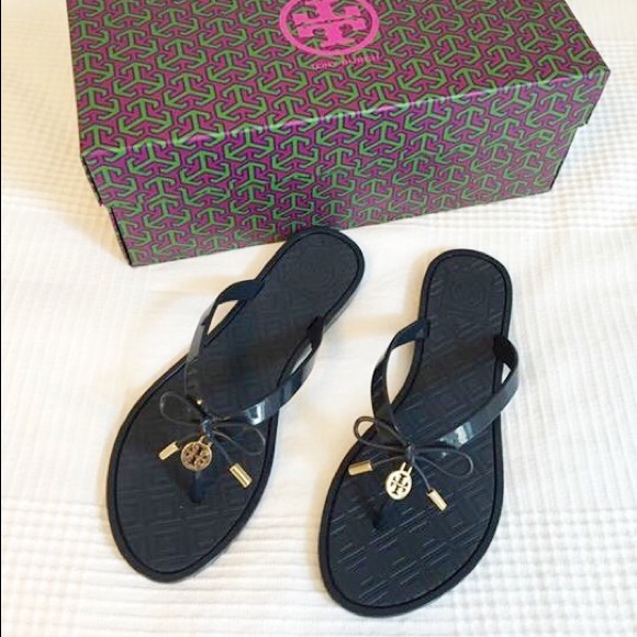 Tory Burch Shoes - Tory Burch Jelly Bow Logo-Charm Thong Sandal